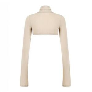 Laina Rauma Ultra Crop Turtleneck Top Long Sleeve- L - Latte